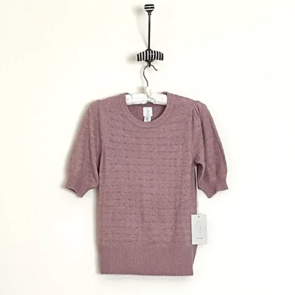 Pink Short Sleeve Knit Sweater